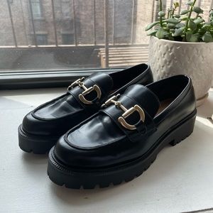 H&M Black Buckle Faux-Leather Loafers